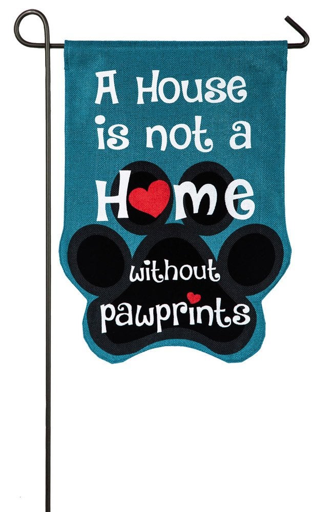Evergreen Flag House is Not a Home without Pawprints Garden Flag 12x18 Double Sided | Paw Prints Heart Garden Flags For Outside | All Seasons | House Flags for Pet Puppy Dog Cat Lovers - Image 1